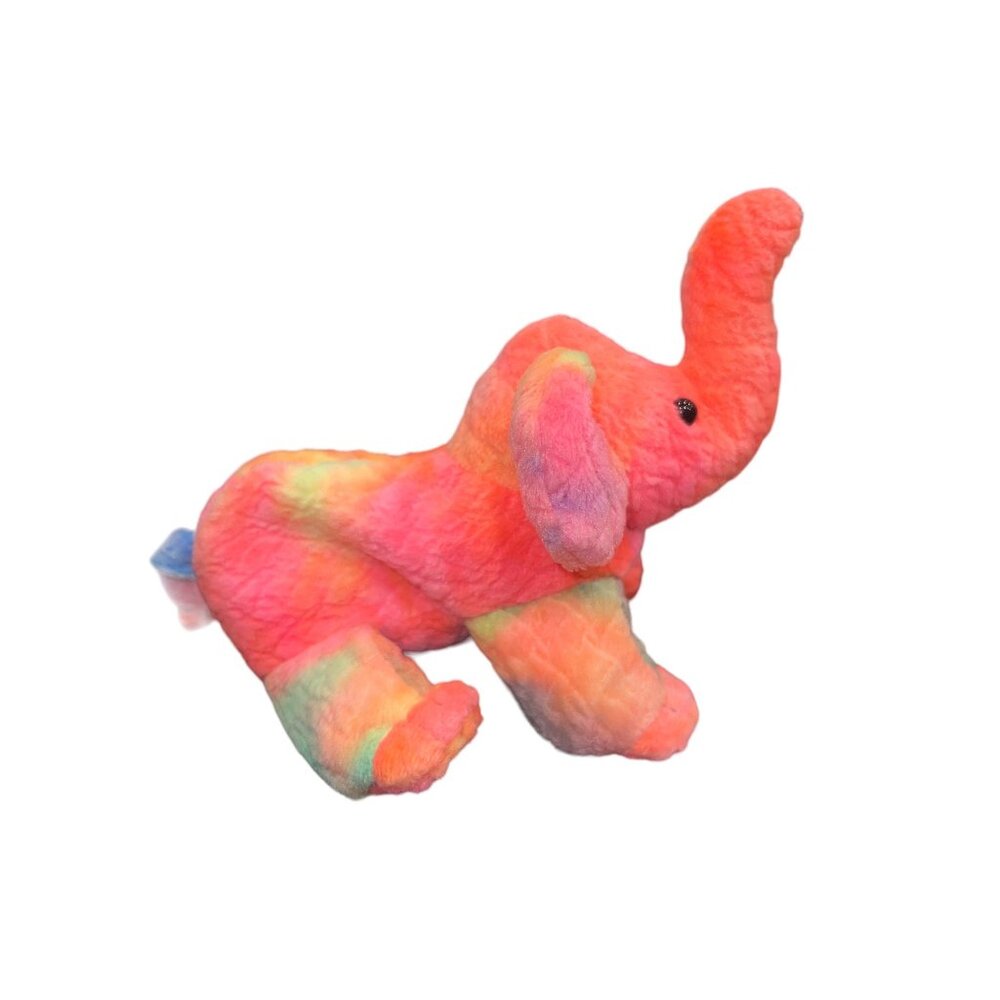 Vintage AVON 1999 Neon Multi-Colored Rainbow Elephant Bean Bag 7” - Picture 3 of 7